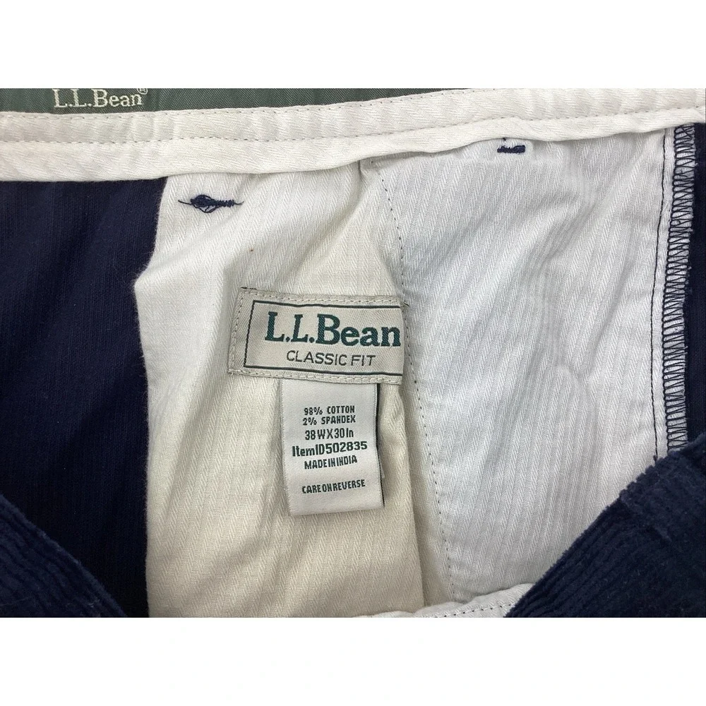 LL Bean Classic Fit Corduroy Pants Navy Blue Men Size 38 Academia Preppy - Picture 3 of 6